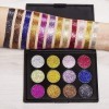 12 Couleurs Poudre Maquillage Professionnel Longue Durée Miroitant Palette Fard à Paupières Minérale Pressé Paillettes