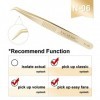 NAGARAKU Épingle à Cils Pour Extension De Cils Tweezer Professional Precision Tweezers Gold Curved Volume Cluster PréFabriqué