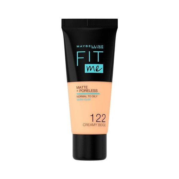 Maybelline New-York - Fond de teint Fluide Fit Me Matte & Poreless - Peaux normales à grasses - Teinte : 122 Beige - 30 ml