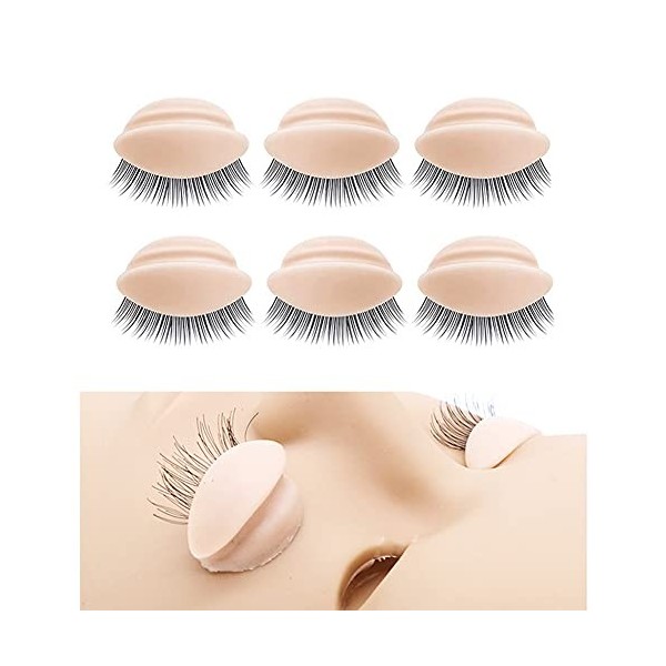 Lot de 3 paires de paupières de rechange amovibles pour tête de mannequin de cils avancée, pour lentraînement des cils et le