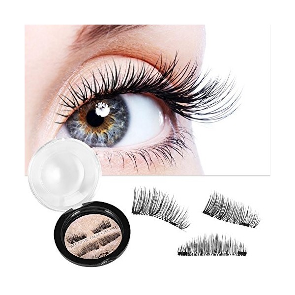 3 paires de faux cils 3D, des cils magnétiques faits à la main pour le maquillage et le collage des cils, de faux cils auto-a