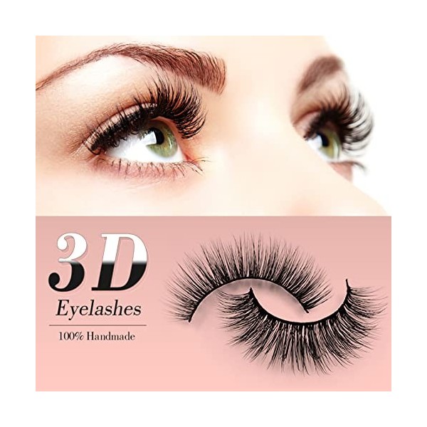 Cils magnétiques avec eye-liner, faux cils 3D longs et épais réutilisables, 5 paires de cils magnétiques 3D avec recourbe-cil