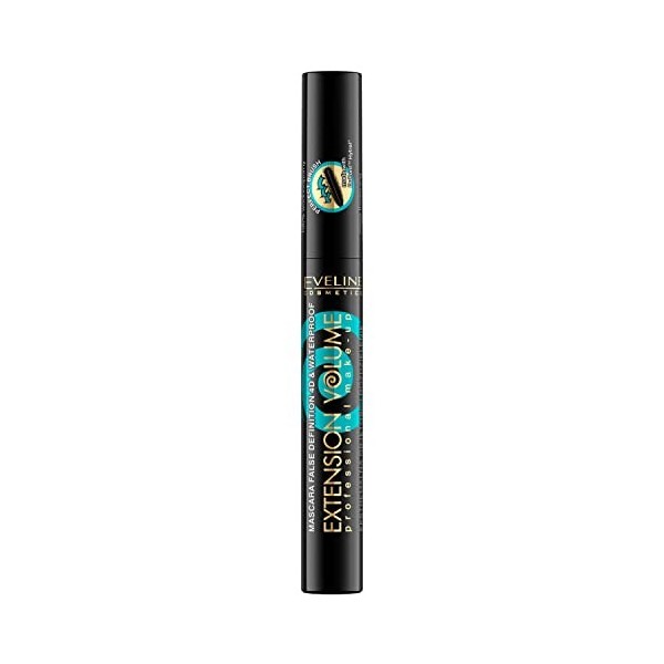 Eveline Cosmetics Volume Extension Mascara étanche, imperméable, 10 ml, noir