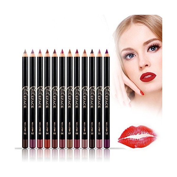 12pcs/Set crayon à lèvres mate crayons, imperméable à lèvres longue durée crayon lèvres stylo maquillage cosmétique