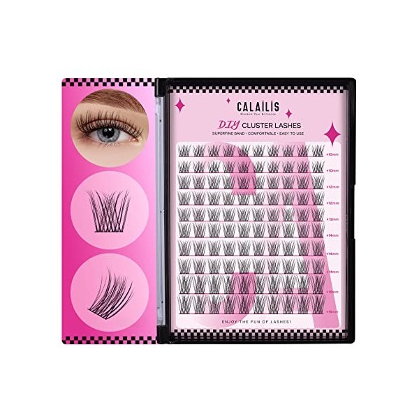 CALAILIS Lot de 100 cils individuels à faire soi-même pour lauto-application à la maison, 10-16 mm D Curl Cluster Individual