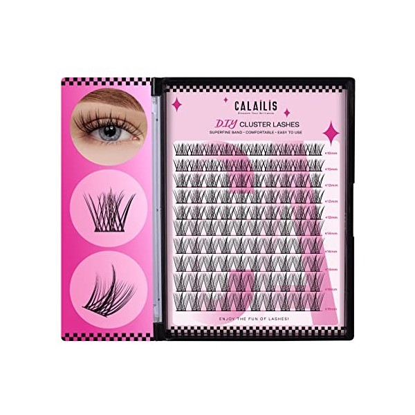 CALAILIS Lot de 100 cils individuels à faire soi-même pour lauto-application à la maison, 10-16 mm D Curl Cluster Individual