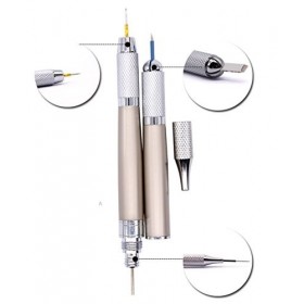 Xiaoyu 3 en 1 tatouage manuel multifonctionnel crayon à maquillage permanent stylo microblading - champagne