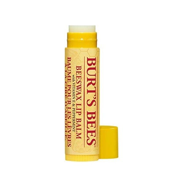 Burts Bees Baume à lèvres Cire dabeille, baume hydratant à la vitamine E et à lhuile de noix de coco, 100 % dorigine natu