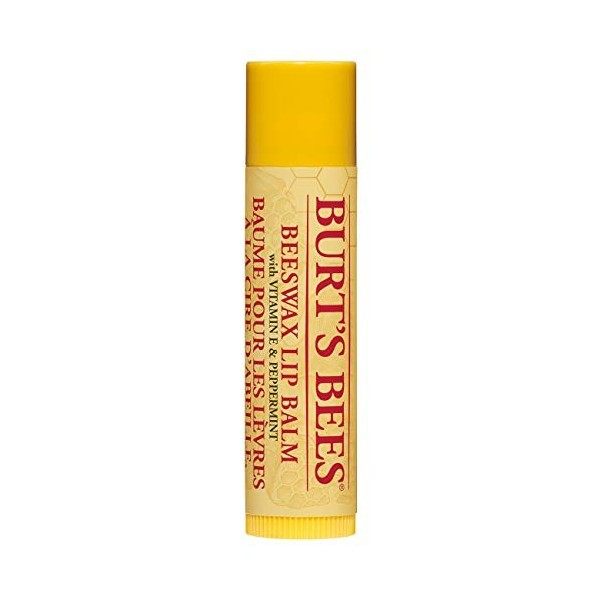 Burts Bees Baume à lèvres Cire dabeille, baume hydratant à la vitamine E et à lhuile de noix de coco, 100 % dorigine natu