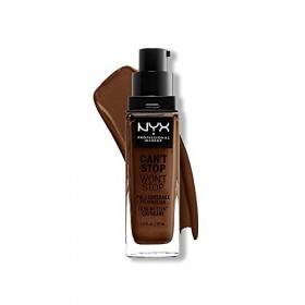 NYX Professional Makeup Fond de Teint Liquide Couvrant Tenue 24h Cant Stop Wont Stop, Waterproof, Fini Mat, Teinte : Deep w