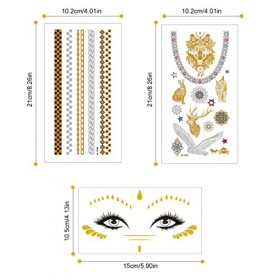 TBUQNZA Métal Tatouages ​​Temporaires, Tatouages ​​Métalliques Imperméables, Faux Tatouages éphémères Métalliques, Visage Tat