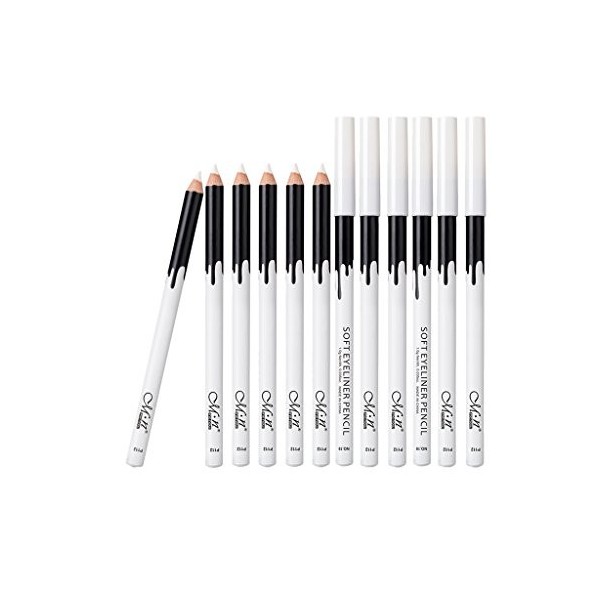 oshhni Lot 12 Pcs Crayon Eyeliner Blanc Doux Maquillage Plus Grand Yeux PURE Blanc Highlight