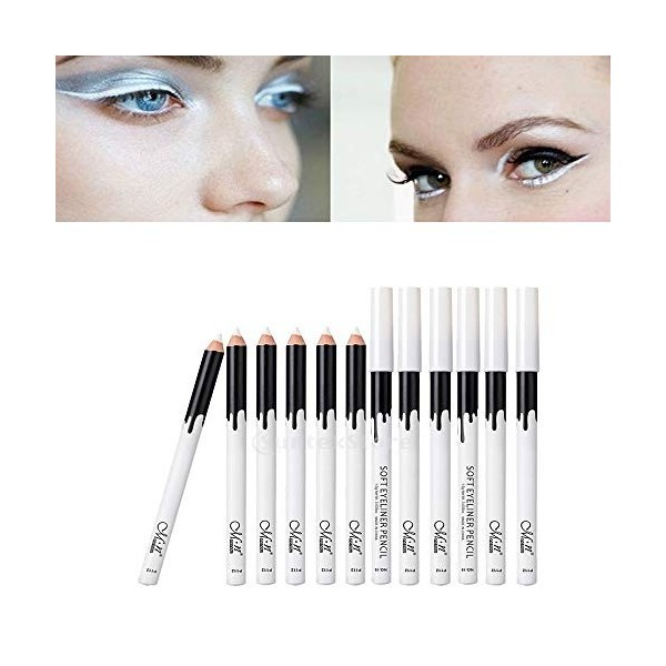 oshhni Lot 12 Pcs Crayon Eyeliner Blanc Doux Maquillage Plus Grand Yeux PURE Blanc Highlight