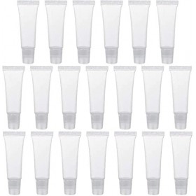 LATRAT Lot de 20 tubes vides rechargeables en plastique transparent pour gloss à lèvres, lotion corporelle, échantillon de sh