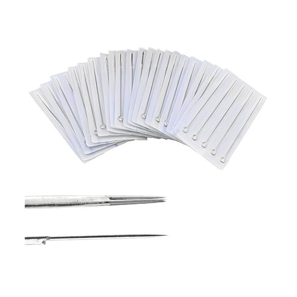 ZKSXOA 50pcs Aiguilles de Tatouage 1/3/5/7/9 RL,Professionnel Stériles Aiguilles de Tatouage en Acier Inoxydable Melangees,po