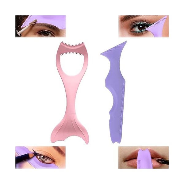 SEWSAW 2Pcs Pochoir Eyeliner Silicone Eyeliner Stencils Règle de Beauté en Silicone Aide Trait Eyeliner Modèle Eyeliner pour 