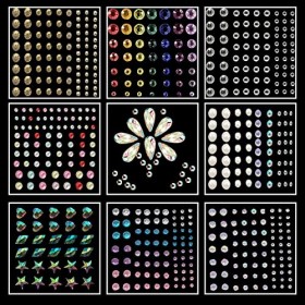 Strass Coachella Autocollant bijoux 9 Feuilles Visage Paillettes Yeux Visage Corps Ongles Festival Maquillage diamant Sticker