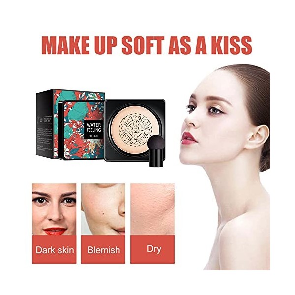 xiaoquexing Head Air Cushion Foundation, CC Cream Water Feeling Flawless BB Cream Moisturizing Oil Control, Light Lissage Nat