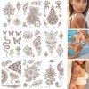 9 Feuilles Tatouage Ephemere Autocollants De Tatouage De Dentelle, Tatouage DArt De Fleur De Mandala Sticker, Faux Tatouages