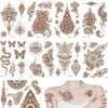 9 Feuilles Tatouage Ephemere Autocollants De Tatouage De Dentelle, Tatouage DArt De Fleur De Mandala Sticker, Faux Tatouages