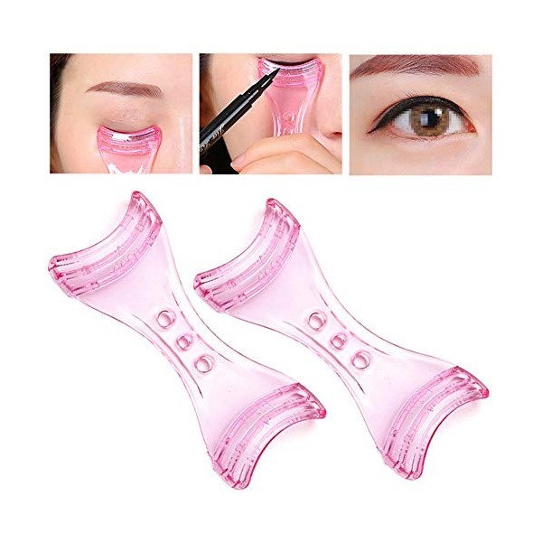 2pcs cartes dassistant eyeliner en plastique rose formes eye-liner gabarits gabarits guide gabarits supérieur sous doublure 