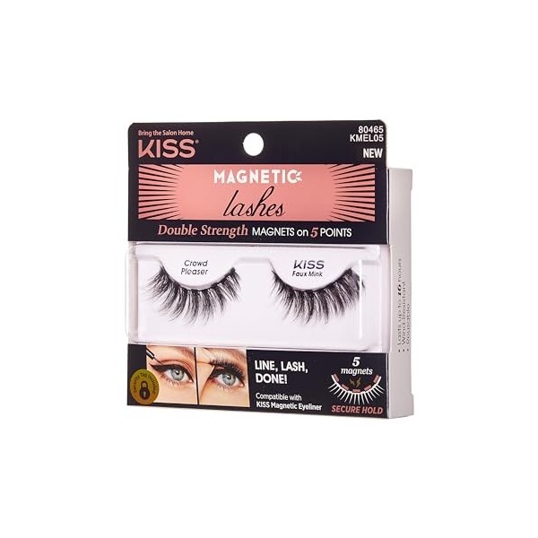 KISS Magnetic Lash Collection 1 paire de faux cils synthétiques réutilisables avec 5 aimants double force