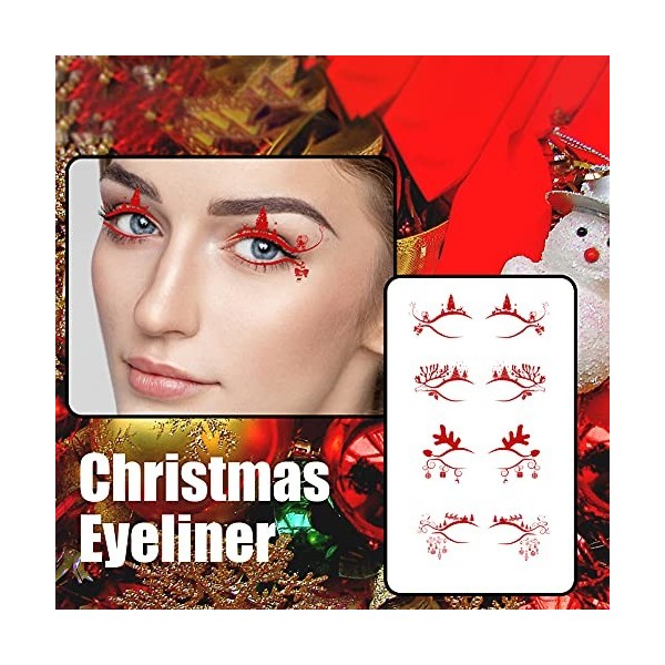 Bakermiche Visage Tatouages Temporaires Ensemble dautocollants pour Les Yeux de Noël Bandes de paupières Auto-adhésives tempo