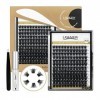 LASHVIEW DIY Lash Extension Kit, Individual Cluster Lashes Soft and Lightweight, 0.10mm 9-14mm Mixed Reusable Wide Band Lash 