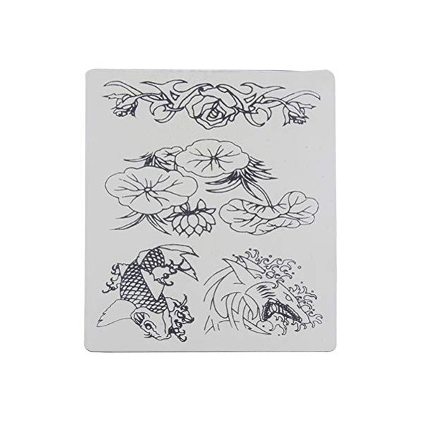 SUPVOX 5pcs Peau de Pratique Tatouage Fausse Peau Tatouage Motif Lotus Rose et Poisson Peau Factice Synthétique pour sentrai