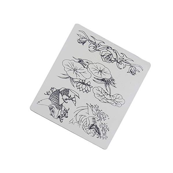 SUPVOX 5pcs Peau de Pratique Tatouage Fausse Peau Tatouage Motif Lotus Rose et Poisson Peau Factice Synthétique pour sentrai