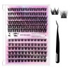 126 pces Faux Cils individuels 10-14mm Faux cils naturels 3D Russian Lashes Fluffy DIY Faux cils en grappe Faits à La Main Ki