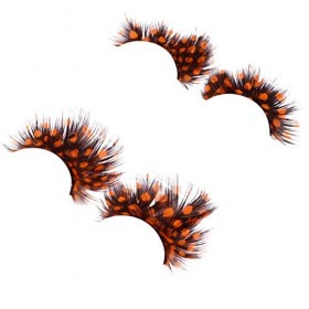 FRCOLOR 2 Paires de Faux Cils Cils en Plumes avec Des Points Dextension Extra Longue Colorée Faux Cils pour Le Festival Hall