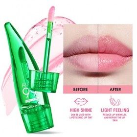 3pcs Aloe Vera Lip Gloss, Baume à lèvres nutritif longue durée，Aloe Vera pour le traitement des lèvres et les lèvres sèches, 