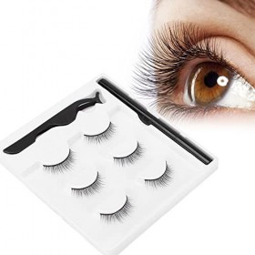 Kit Deye-liner et de Cils Magnétiques, Kit de 3 Paires de Cils Magnétiques avec Ensemble de Pinces à épiler Stylo Eyeliner, 