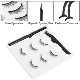 Kit Deye-liner et de Cils Magnétiques, Kit de 3 Paires de Cils Magnétiques avec Ensemble de Pinces à épiler Stylo Eyeliner, 