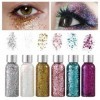 6 Bottle Paillettes Visage,6 couleurs différentes Paillettes Corps,Paillette Maquillage,Convient pour la fête danniversaire,