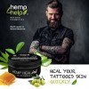 Crème révolutionnaire de tatouage Heal-Ink au chanvre. Régénère, soigne la peau et entretient le tatouage.De chanvre, de prop