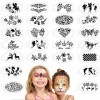 24 Pièces Pochoir Maquillage Enfant, Modèle de Tatouage pour Anniversaires Halloween Noël, Kit de Tatouage Enfant de Peinture