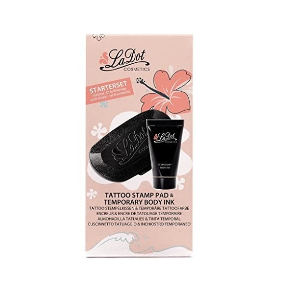 Ladot tatouage temporaire, Pack tampon encreur, maquillage pour le corps noir 15 ml