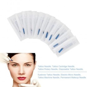 Agatige Lot de 50 Lames Jetables de Tatouage de Sourcil Daiguilles Microblading, 3D Aiguilles de Sourcils Tatouage Manuel Mi