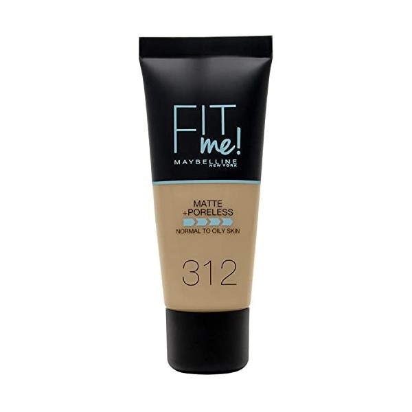 Maybelline New-York - Fond de teint Fluide Fit Me Matte & Poreless - Peaux normales à grasses - Teinte : 312 Doré - 30 ml