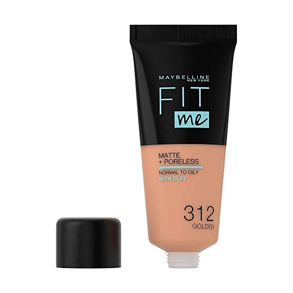 Maybelline New-York - Fond de teint Fluide Fit Me Matte & Poreless - Peaux normales à grasses - Teinte : 312 Doré - 30 ml