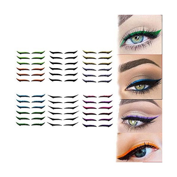 36 pairs Eyeshadow Flash Eyeliner Sticker, Makeup Eyeshadow Big Eye Makeup Natural Stickers Eye Makeup Paste- Waterproof & Re