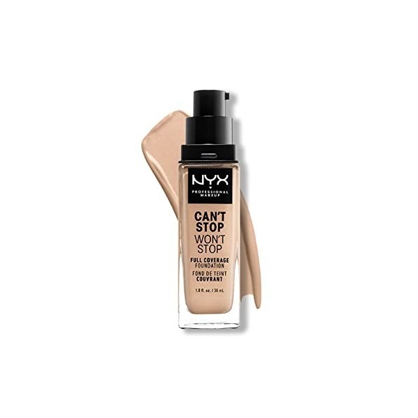 NYX Professional Makeup Fond de Teint Liquide Couvrant Tenue 24h Cant Stop Wont Stop, Waterproof, Fini Mat, Teinte : Vanill