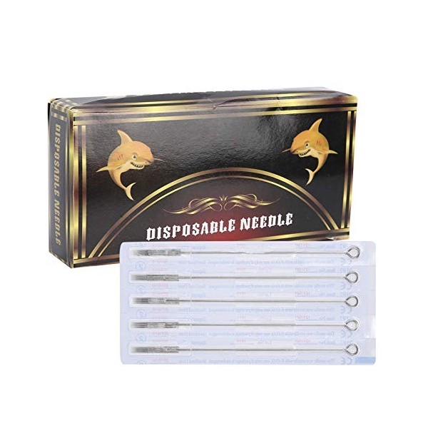 50 Pièces Aiguille de Tatouage en Acier Inoxydable Jetable Aiguille de Tatouage de Sécurité Sanitaire 5M1/7M1/11M1 Aiguille d