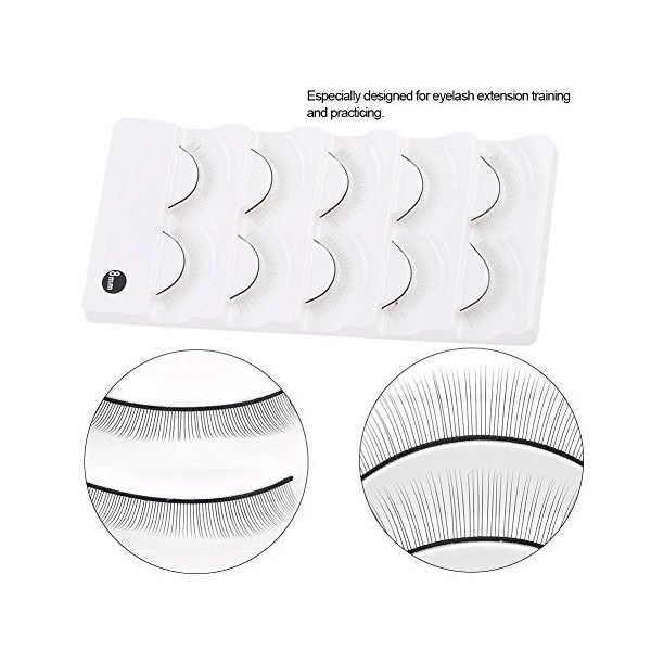 Betued 5 Paires Cils de Pratique, Cils dEntraînement pour Pratiquer sur le Mannequin Tête Extensions de Cils, Faux Cils pour