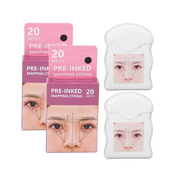 2 Pcs Brow Mapping String, 65.6ft Kit Professionnel De Laminage des Sourcils Pré-encrés Microblading Fil De Marquage Pour le 