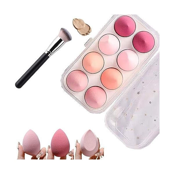 GIGIIS Éponge Maquillage 8 Pièces Eponges Maquillage Visage Beauty Blender Éponge Fond de Teint Lavables Sans Latex Éponges d