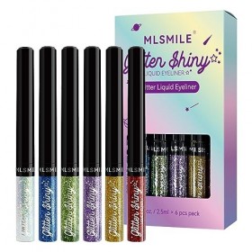 Eyeliners colorés liquides - 6 couleurs fard à paupières eye-liner | Eye Glitter Shimmer Eyeliner, Sparkle Eyeliner imperméab