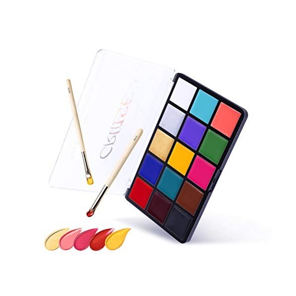 Peinture corporelle, 15 couleurs Palette de peinture non toxique pour le visage Palette de maquillage professionnelle de pein